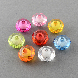 Transparente Acryl Perlen, Perle in Perlen, facettiert, Rondell, Mischfarbe, 8x6 mm, Bohrung: 2 mm, ca. 2700 Stk. / 500 g