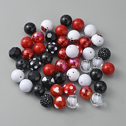 Ensemble de perles acryliques opaques, thème coccinelle/coccinelle, ronde, firebrick, 18~20x18~19mm, Trou: 2~3mm