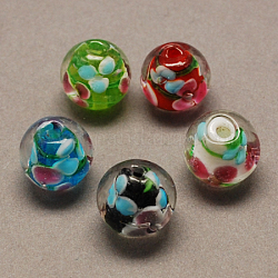 Perles vernissées manuelles, ronde, couleur mixte, 12mm, Trou: 2mm