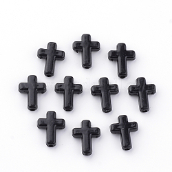 Perles acryliques opaques, croix, noir, 16x12x4.5mm, environ 123 pcs/50 g