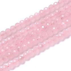 Natural Jade Beads Strands, Faceted, Rondelle, Pink, 3x2.5mm, Hole: 0.2mm, about 130~140pcs/strand, 15.5~16 inch(39~40cm)