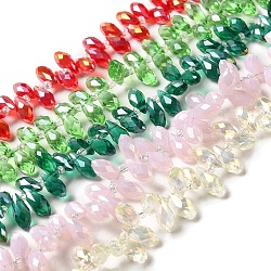 Electroplate Glass Faceted Teardrop Beads Strands, Top Drilled Beads, AB Color Plated, Mixed Color, 11.5~13x6mm, Hole: 1mm, about 92~95pcs/strand, 16.5 inch