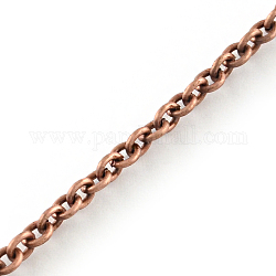 Iron Cable Chains, Unwelded, with Spool, Oval, Red Copper, 4x3x0.8mm, about 328.08 Feet(100m)/roll