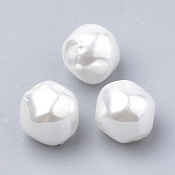 Eco-Friendly Plastic Imitation Pearl Beads, High Luster, Grade A, White, 12x12x11.5mm, Hole: 1.5mm