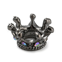 Perles européennes en alliage de zinc, avec strass, Perles avec un grand trou   , couronne, gunmetal, 11.5~12x6mm, Trou: 5.5mm