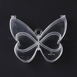 Scatola in plastica trasparente da 6 griglia, contenitori di perline a forma di farfalla per piccoli gioielli e perline, chiaro, 10.95x9.25x2.9cm, Foro: 9 mm, diametro interno: 39~49x33~52x25mm