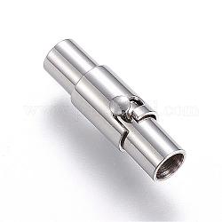 304 Stainless Steel Locking Tube Magnetic Clasps, Column, Stainless Steel Color, 16x5mm, Hole: 3mm