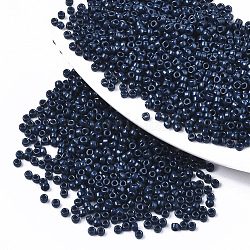 Baking Paint Glass Seed Beads, Fit for Machine Eembroidery, Round, Marine Blue, 2.5x1.5mm, Hole: 1mm, about 2222pcs/50g
