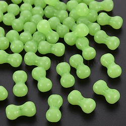 Perles en acrylique de gelée d'imitation, formes osseuses, vert clair, 9x17.5x8.5mm, Trou: 1.8mm, environ 600 pcs/500 g