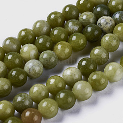 Naturels chinois perles de jade brins, ronde, 8mm, Trou: 1.1mm, Environ 48 pcs/chapelet, 15.4 pouce