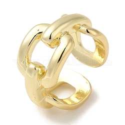 Латунные открытые кольца манжеты, женское кольцо в виде цепочки, реальный 18k позолоченный, размер США 6 1/4 (16.7 мм), 12 мм