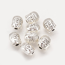 Perles en alliage de style tibétain, Bouddha, sans cadmium et sans plomb, argent antique, 9x7x7mm, Trou: 2mm, environ 720 pcs/1000 g