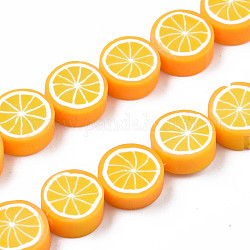 手作り樹脂粘土ビーズ連売り  レモンスライス  オレンジ  8~10x3.5~4.5mm  穴：1.6mm  約38~40個/連  13.98インチ〜15.55インチ（35.5~38cm）