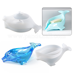 Moules en silicone porte-savon dauphin auto-videur, pour la résine UV, fabrication artisanale de résine époxy, fantôme blanc, 203x69mm