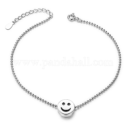 Shegrace Lovely 925 bracelet de cheville en argent sterling, avec le visage souriant, platine, 210mm