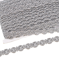 Cinta de encaje ondulado de filigrana, forma de onda, para accesorios de vestir, plata, 3/4 pulgada (18 mm), aproximadamente 19.69 yarda (18 m) / tarjeta