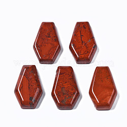 Cabuchones jaspe rojo naturales, hexágono, 30x19x6~8mm