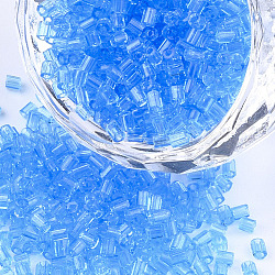 Grade A Glass Seed Beads, Hexagon(Two Cut), Transparent Colours, Cornflower Blue, 1.5~2.5x1.5~2mm, Hole: 0.8mm, about 2100pcs/bag, 450g/bag