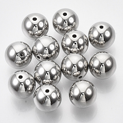 Ccb Kunststoff-Perlen, für diy Schmuck machen, Runde, Platin Farbe, 12x11.5 mm, Bohrung: 2 mm, ca. 510 Stk. / 500 g