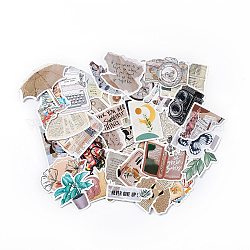 Retro Paper Self-Adhesive Stickers, for Suitcase, Skateboard, Refrigerator, Helmet, Mobile Phone Shell, Mixed Patterns, Mixed Color, 40.5~71x35~69x0.2mm, 50pcs/bag