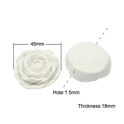 Harz Blume Rose Perlen, weiß, 45x18 mm, Bohrung: 1.5 mm