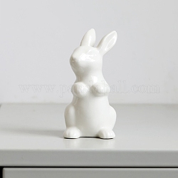 Figurine di coniglio in ceramica a tema pasquale, per la decorazione del desktop dell'home office, bianco, 50x100mm