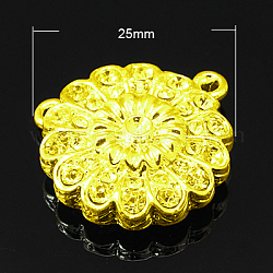 Zinc Alloy Magnetic Clasps, with Rhinestone, Lead Free and Nickel Free, Flower, Golden, 25x7mm, Hole: 2mm