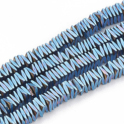 Galvanisieren unmagnetische synthetischen Hämatitkornen Stränge, facettiert, quadratische Heishi-Perlen, in Blau Plattiert, 4x4x1 mm, Bohrung: 1 mm, ca. 385 Stk. / Strang, 15.9 Zoll