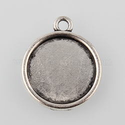 Tondo piatto impostazioni ciondolo cabochon antico della lega d'argento di stile tibetano,  cadmio& piombo libero, vassoio: 14mm, 20x17x2mm, Foro: 1.5 mm, circa 850pcs/1000g