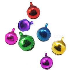 Brass Bell Charms, Nice For Christmas Day Decoration, Mixed Color, 10x8mm, Hole: 1.5mm