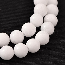 Natürliche weiße Jade runde Perle Stränge, 10 mm, Bohrung: 1 mm, ca. 38 Stk. / Strang, 15.4 Zoll