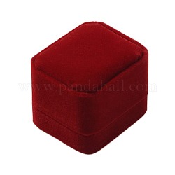 Scatole anello di velluto, scatole regalo gioielli, con la plastica, rettangolo, rosso scuro, 60x50x47mm
