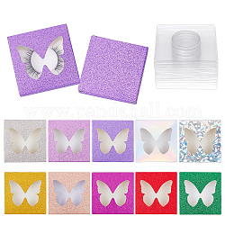 Olycraft 20 комплекты 10-х цветных бумажных складных коробок, пустая упаковка для ресниц, с окном чистого сердца, квадратный, разноцветные, 7.2x7.2x1.2 см, 2sets / цвет