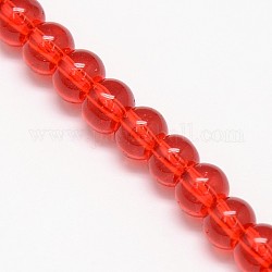Crystal Glass Round Beads Strands, Red, 6mm, Hole: 1mm, about 69pcs/strand, 16.1 inch