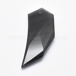 Pendentifs en obsidienne naturelle, facette, 49x18x6mm, Trou: 2mm
