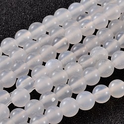 Perles d'agate naturelles, teinte, ronde, blanc, taille: environ 6mm de diamètre, Trou: 1mm, 63 pcs / chapelet, 15.5 pouce