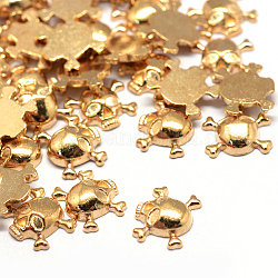 Cabochons de aleación, charms flotantes, diy para medallones flotantes medallones de memoria viva de vidrio, cráneo, la luz de oro, 8x9.5x2.5mm