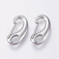 304 Stainless Steel Push Gate Snap Keychain Clasp Findings, Stainless Steel Color, 23x12x6mm