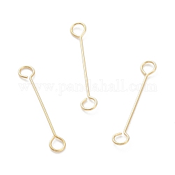 316 Surgical Stainless Steel Eye Pins, Double Sided Eye Pins, Real 18K Gold Plated, 15x2.5x0.4mm, Hole: 1.5mm