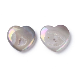 Pietre d'amore del cuore di casa in agata naturale galvanizzata, pietre di palma tascabili per il bilanciamento del reiki, 47x50x12mm