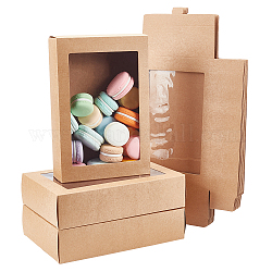 Nbeads 12 шт., подарочная коробка для окон из бурливуда, Бумажные коробки со складными окнами, коробки для печенья, коробки для выпечки, крафт-коробки для угощений с окошком для показа подарочной упаковки для вечеринок, ювелирных изделий, 8.27x5.51x1.97 (21x14x5 см)
