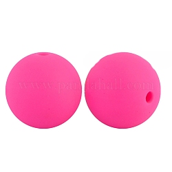 Silicone Beads Round Rubber Bead 15MM Loose Spacer Beads for DIY Supplies Jewelry Keychain Making, Deep Pink, 15mm