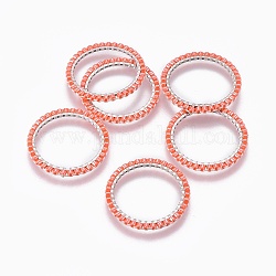 Миюки и тохо японский бисер ручной работы, с 304 кольцами из нержавеющей стали, ткацкий узор, кольцо, серебряные, помидор, 22~23x1.7 мм