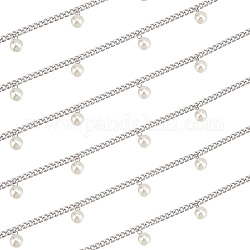 PH PandaHall 6.5 Feet Jewelry Chains with Pearls 304 Stainless Steel Cuban Link Chain Twist Curb Chain with 10mm Pearls 5mm Beading Cable Chain for Choker Bracelet Necklace Anklet Jewelry Making