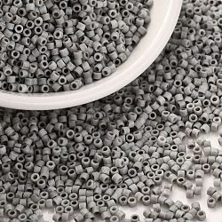 Perline cilindriche, colori satinati, taglia uniforme, grigio, 2x1.3~1.5mm, Foro: 0.8~1 mm, circa 40000pcs/scatola, 450 g / borsa