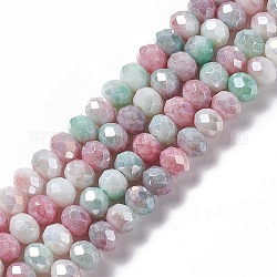 Fili di perle di vetro elettrolitico sfaccettato, ab colore placcato, abaco, marrone rosato, 8~8.5x6.5mm, Foro: 1.4 mm, circa 66pcs/filo, 16.57 pollice (42.1 cm)