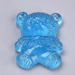 Cabochons in resina, orso, dodger blu, 22x17x9mm