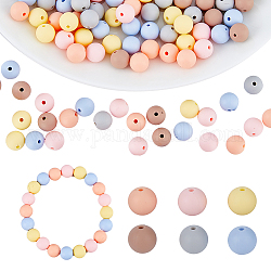 Hobbiesay 120 pièces de perles de silicone de 9 mm en vrac 6 couleurs perles rondes en caoutchouc perles d'espacement en vrac perles focales en silicone perles artisanales pour bricolage artisanat bracelet collier bijoux porte-clés fabrication