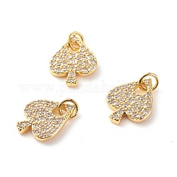 Brass Micro Pave Clear Cubic Zirconia Pendants, Cadmium Free & Lead Free, Heart, Real 18K Gold Plated, 16.5x12x2mm, Hole: 3.5mm
