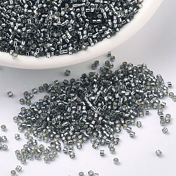 Perles miyuki delica, cylindre, Perles de rocaille japonais, 11/0, (db0048) gris argenté, 1.3x1.6mm, Trou: 0.8mm, à propos 2000pcs / bouteille, 10 g / bouteille